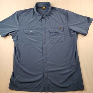 Eddie Bauer Travex Shirt Mens XL Blue Button Up Short Sleeve Outdoor Camping